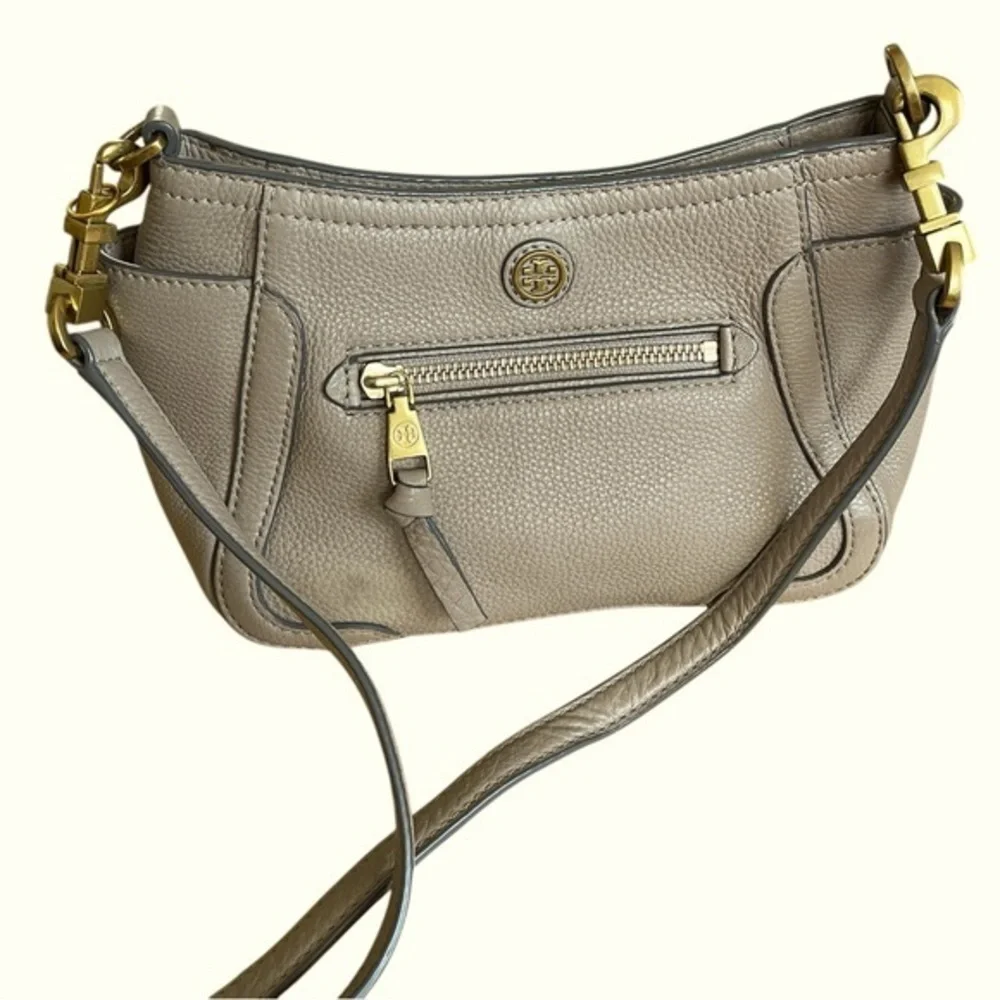 Tory Burch EUC Frances Leather Mini‎ Crossbod/shoulder Bag french Grey